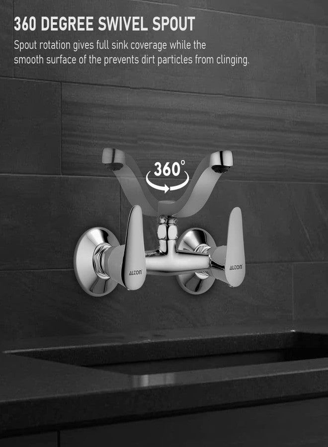 ALTON LRK9670 Brass Sink Mixer with Swinging Spout, Silver, Chrome Finish - Image 2
